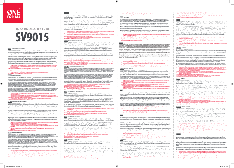 Page 1 de la notice Manuel utilisateur One for all SV 9015