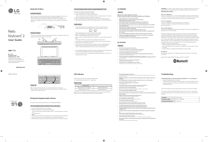 Image de la première page du manuel de l'appareil Rolly Keyboard 2