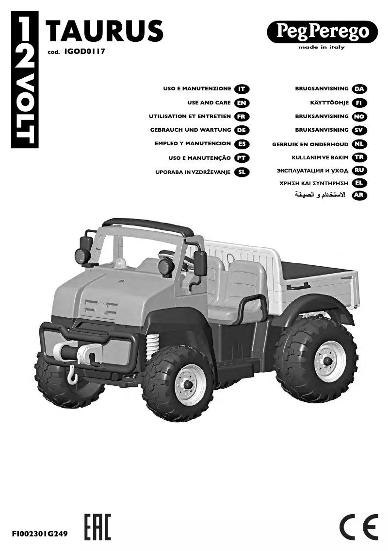 Page 1 de la notice Manuel utilisateur Peg Perego Taurus