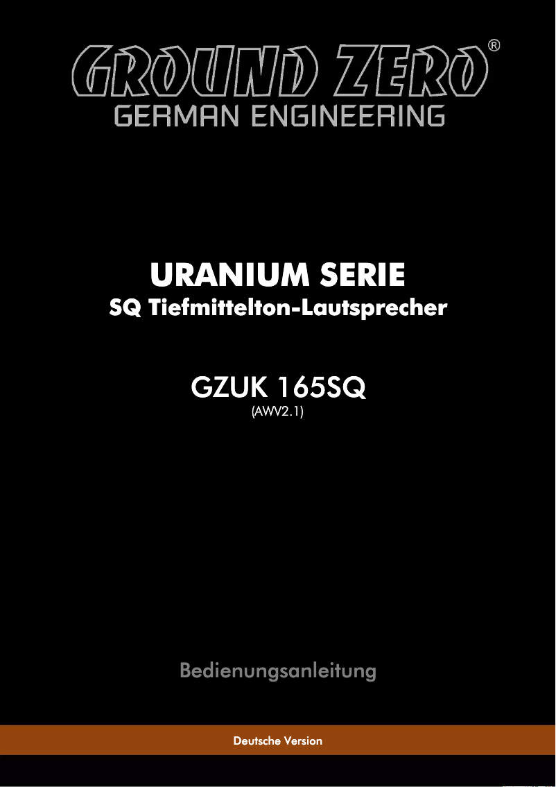 Page 1 of the manual User Manual Ground Zero GZUK 165SQ