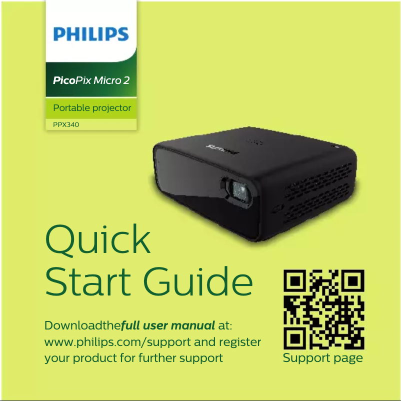 Page 1 de la notice Guide de démarrage rapide Philips PicoPix Micro 2 PPX340