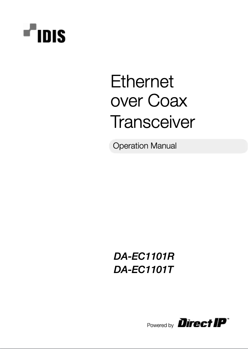 Page n°1 - Manuel utilisateur IDIS DA-EC1101R