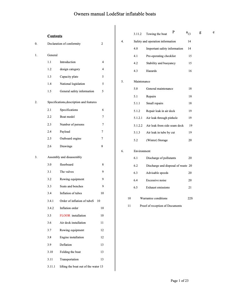 Page 1 de la notice Manuel utilisateur LodeStar RIB 310 open