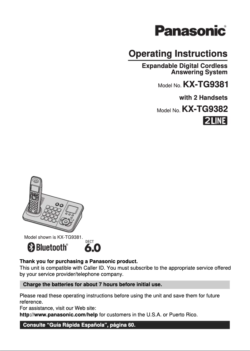 Página 1 del manual Manual de usuario Panasonic KX-TG9381T