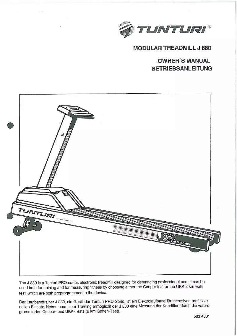 Page n°1 - Manuel utilisateur Tunturi J880