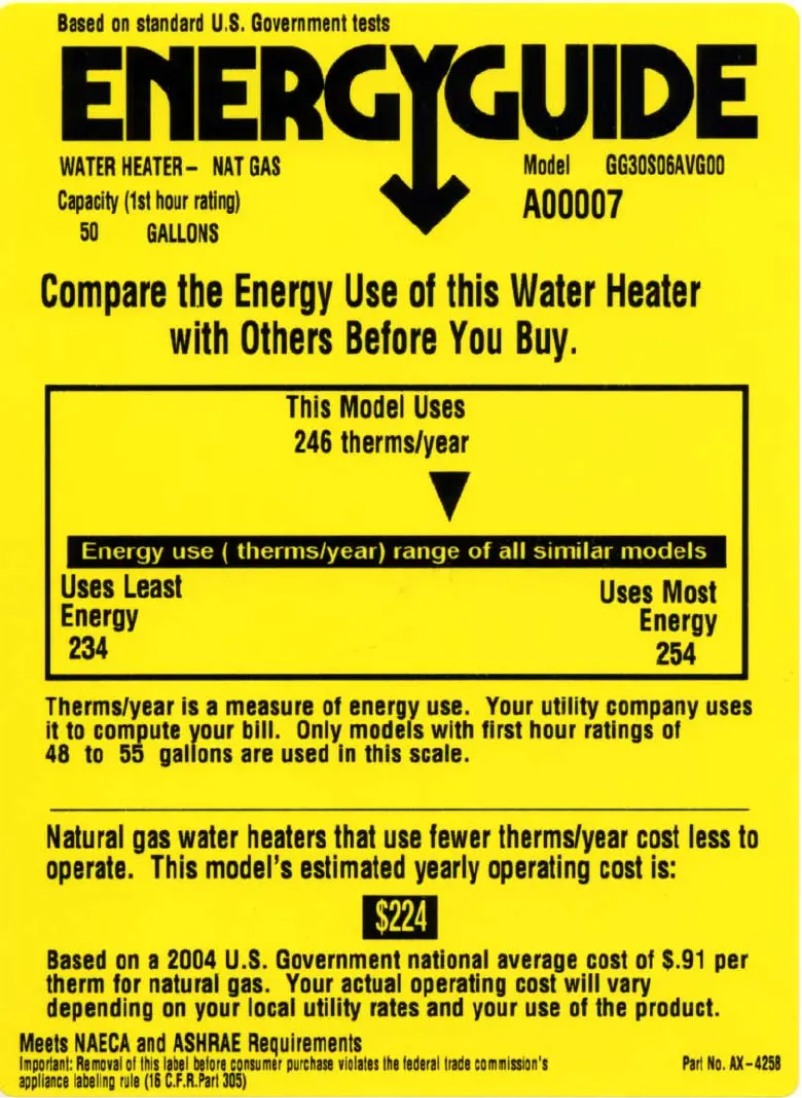 Page 1 de la notice Label énergétique GE GG30S06AVG00