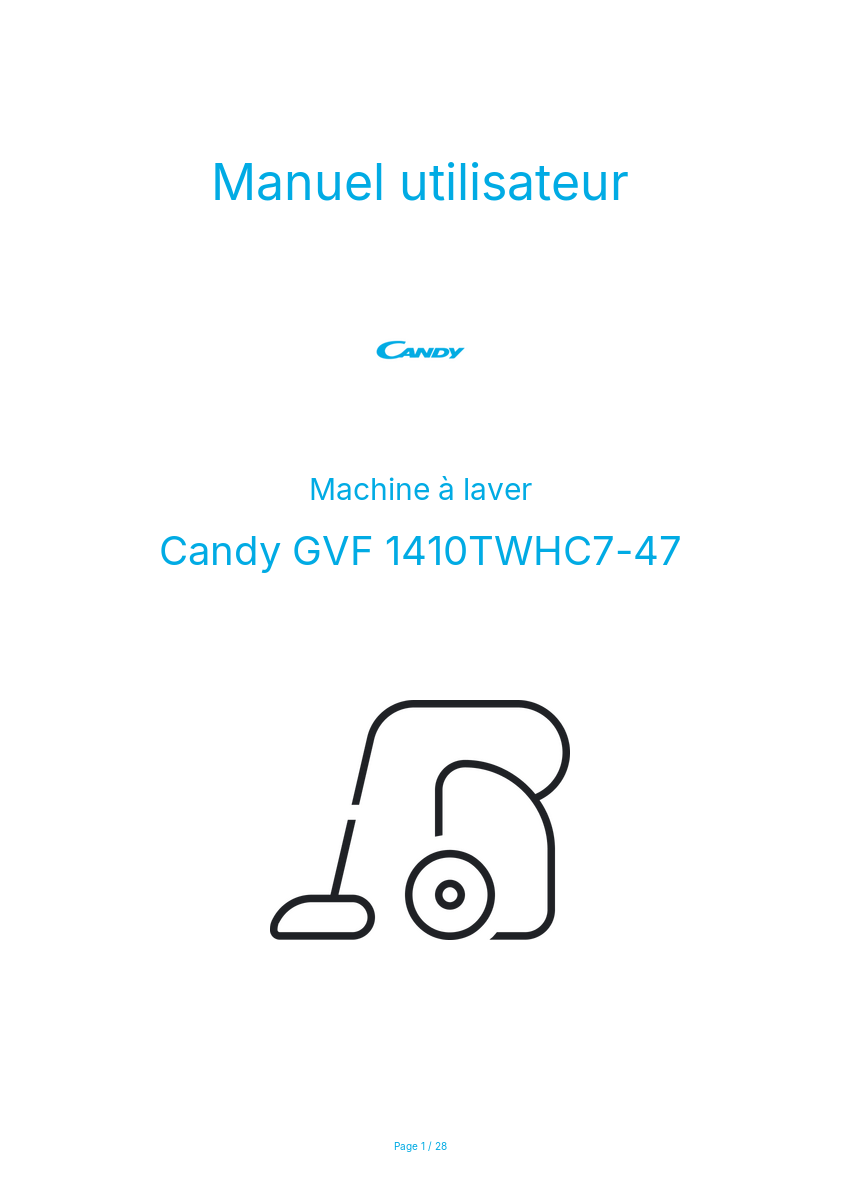 Page n°1 - Manuel utilisateur Candy GVF 1410TWHC7-47