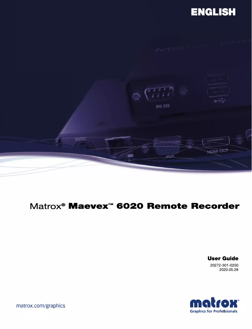 Page 1 de la notice Manuel utilisateur Matrox Maevex 6020