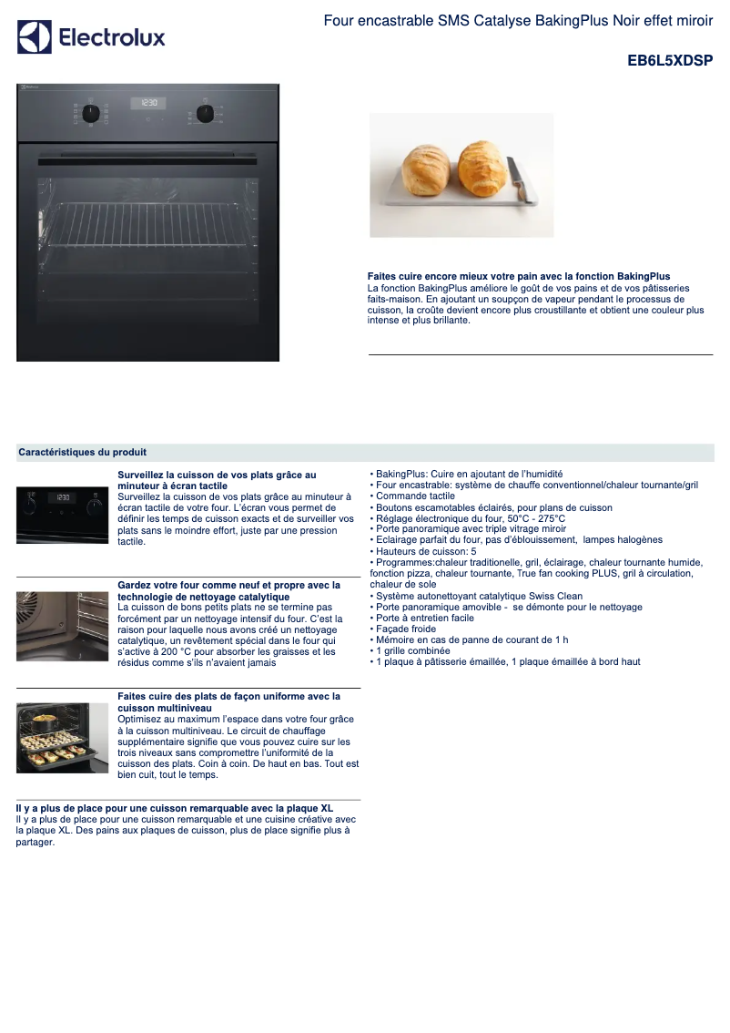 Página 1 del manual Ficha técnica Electrolux EB6L5XDSP