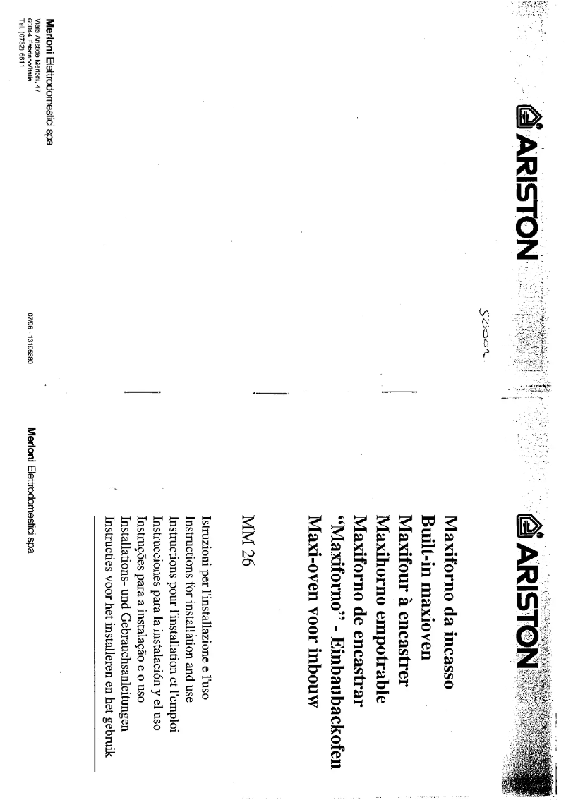 Page 1 de la notice Manuel utilisateur Ariston Thermo MM 26