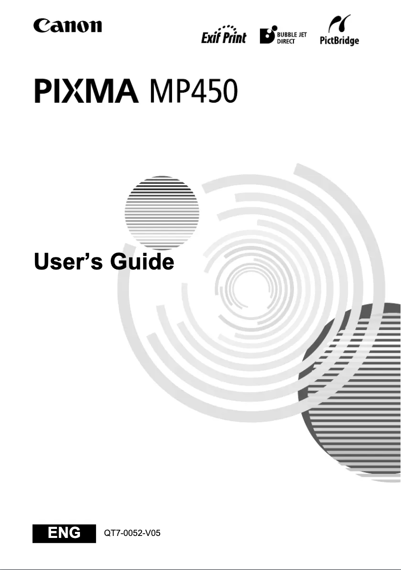 Image de la première page du manuel de l'appareil Pixma MP450