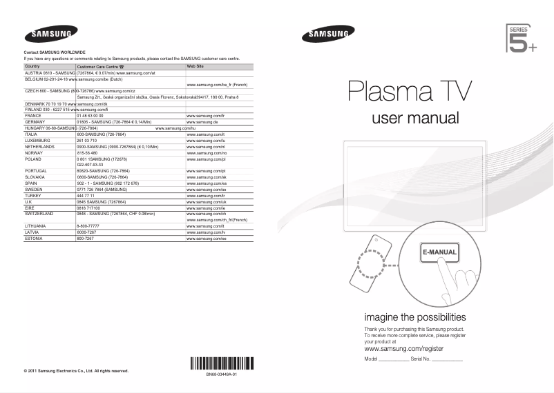 Página 1 del manual Guía de instalación Samsung PS51D550C1W