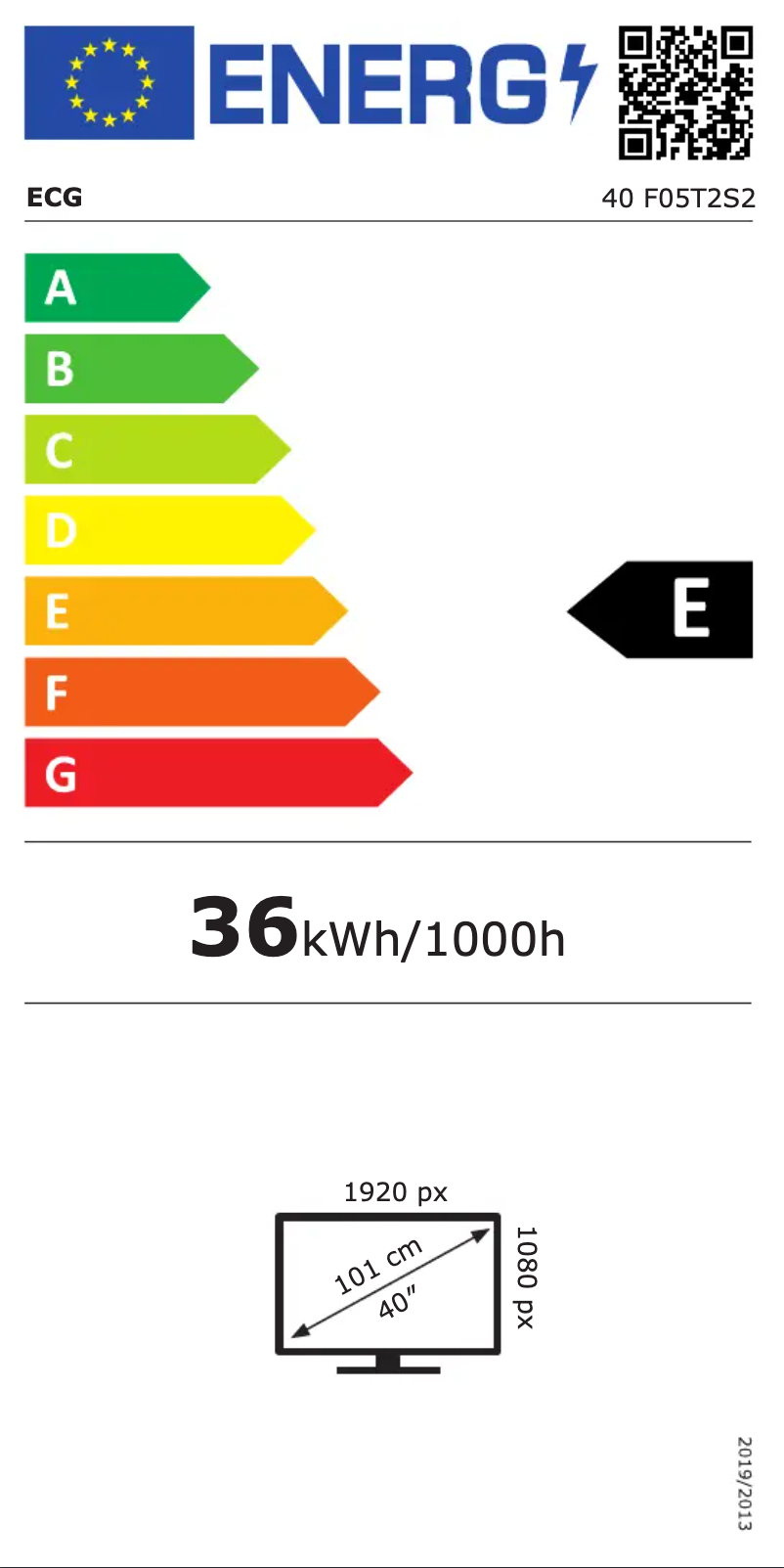 Page n°1 - Label énergétique ECG 40 F05T2S2