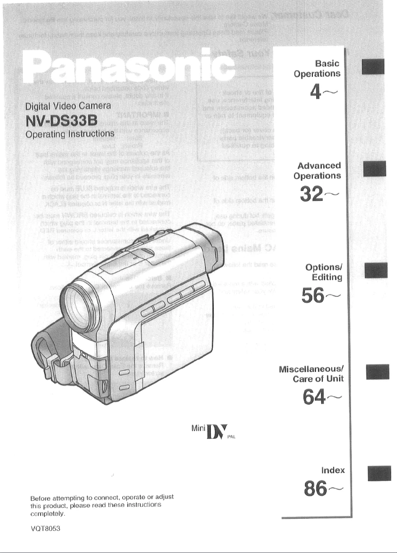 Page 1 de la notice Manuel utilisateur Panasonic NV-DS33