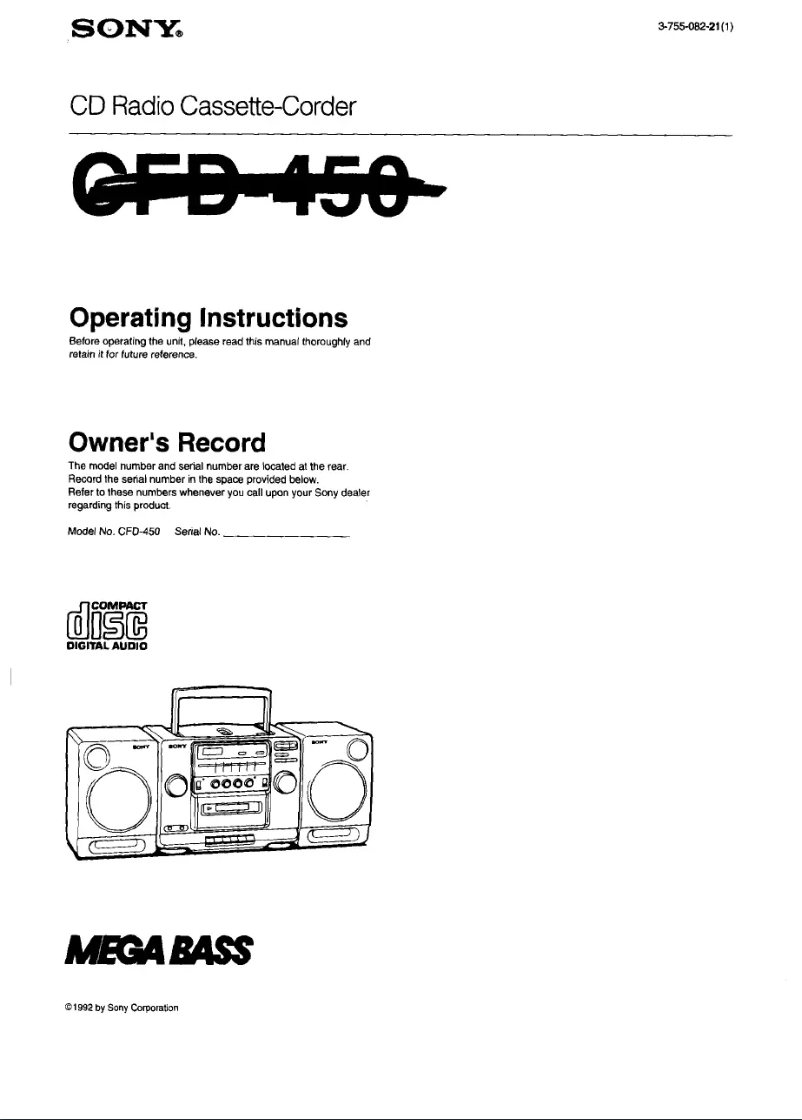 Page n°1 - Manuel utilisateur Sony CFD-450
