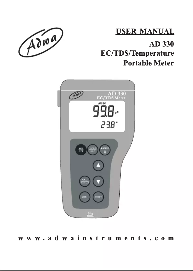 Image de la première page du manuel de l'appareil AD330