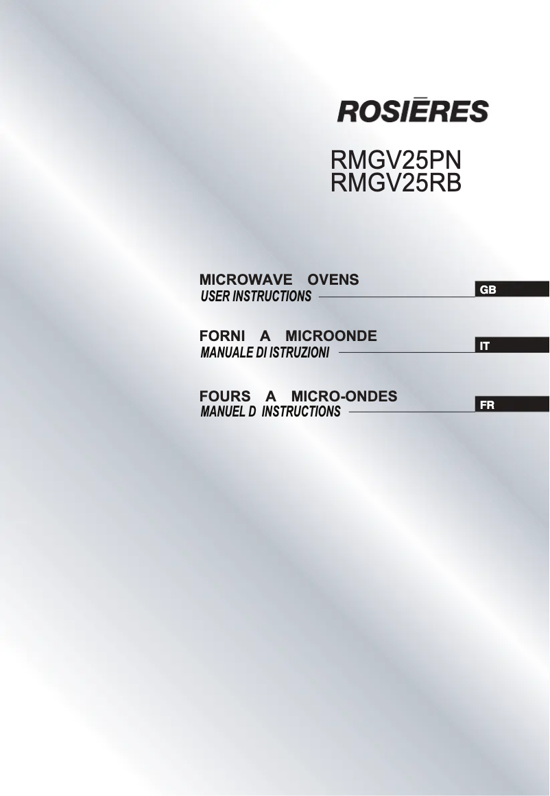 Page 1 de la notice Manuel utilisateur Rosieres RMGV 25PN