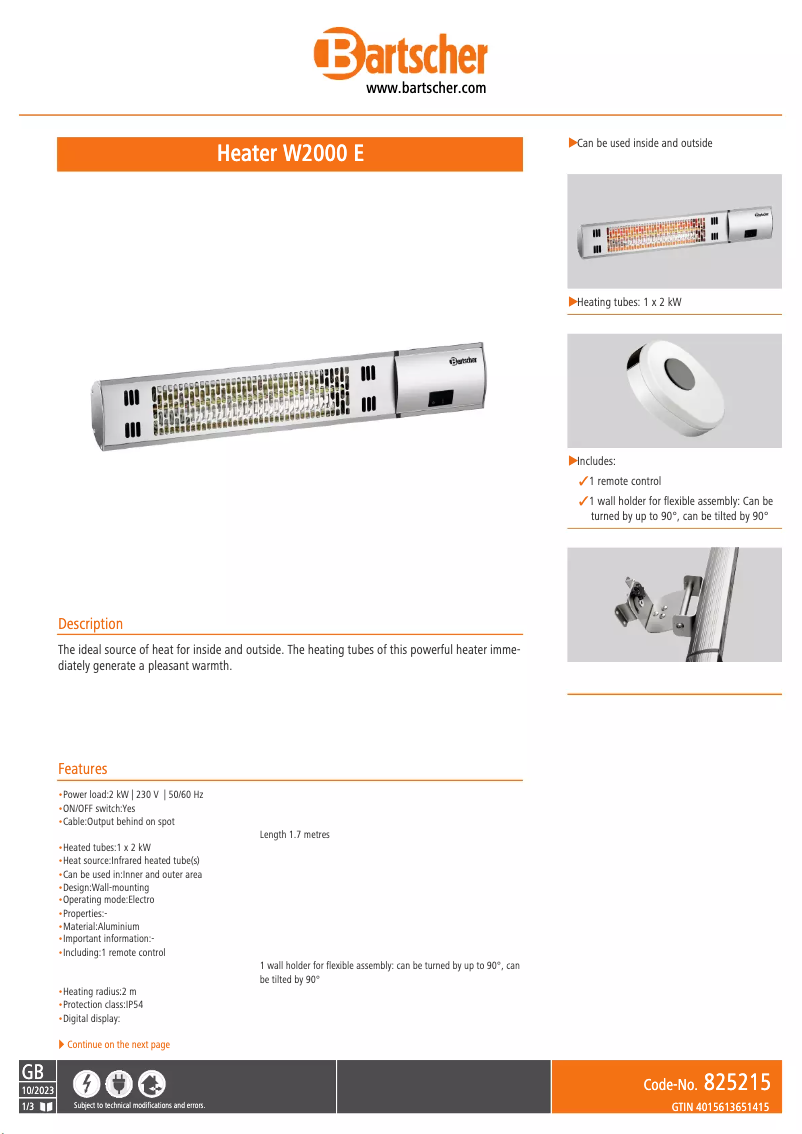 Image de la première page du manuel de l'appareil W2000 E