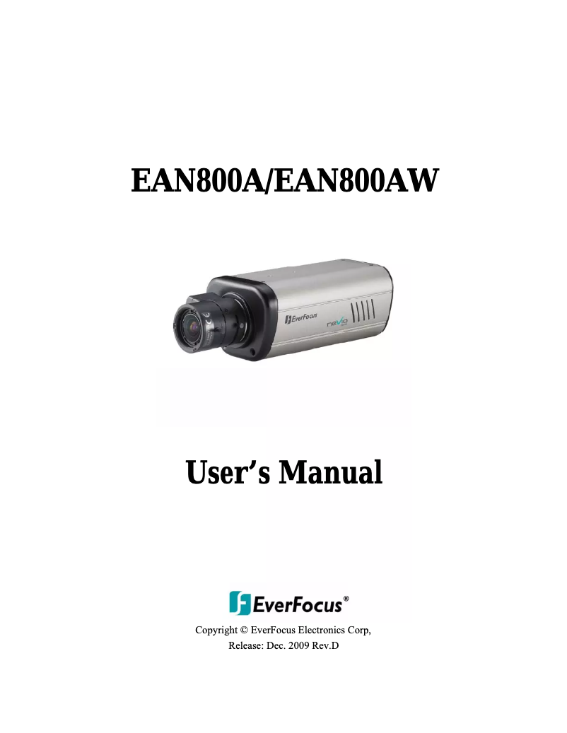 Page n°1 - Manuel utilisateur EverFocus EAN800A