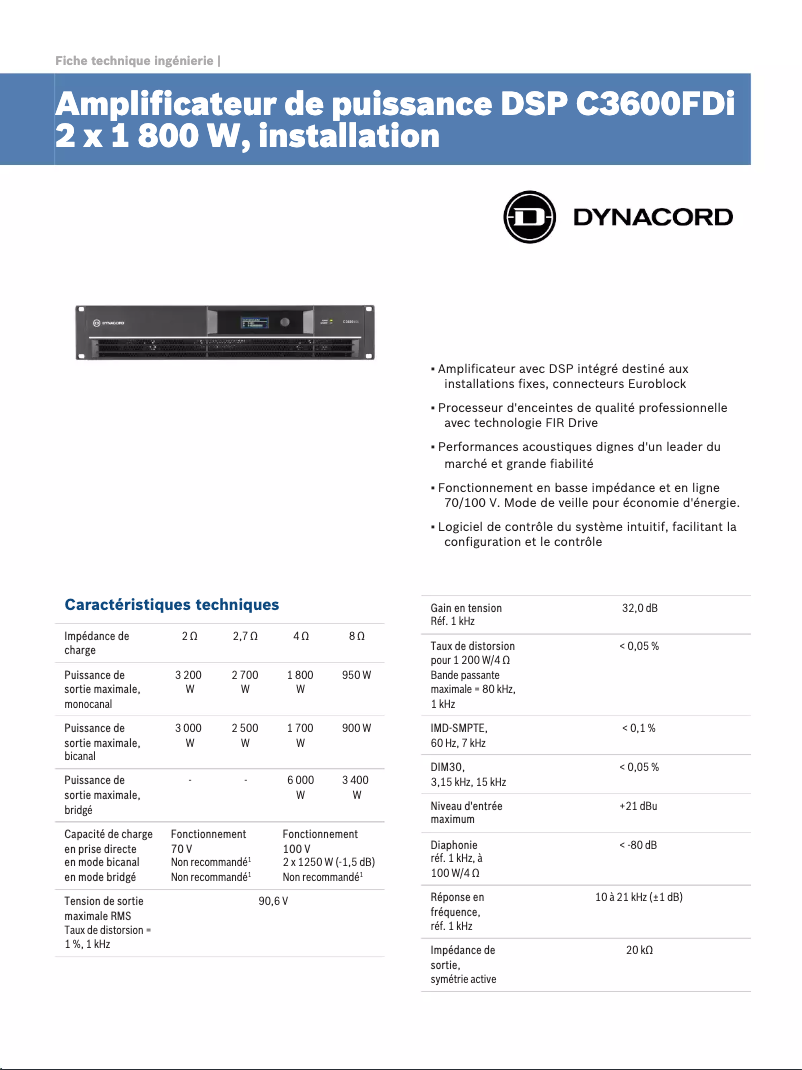Page n°1 - Fiche technique Dynacord C3600FDi