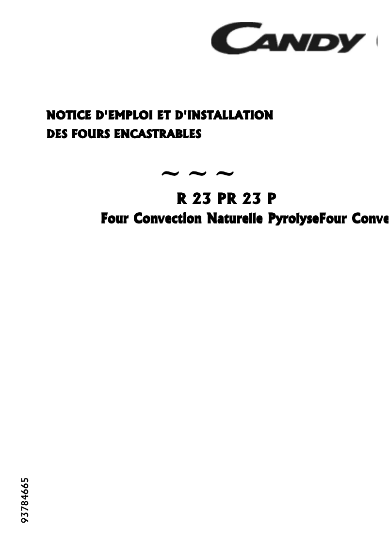 Page n°1 - Manuel utilisateur Candy FO R 23 PGH