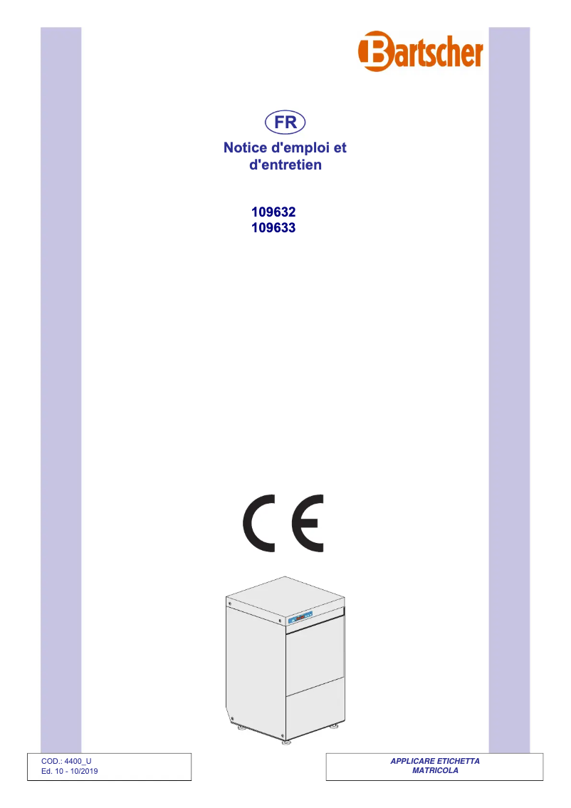 Page n°1 - Manuel utilisateur Bartscher Deltamat TF 641 LP