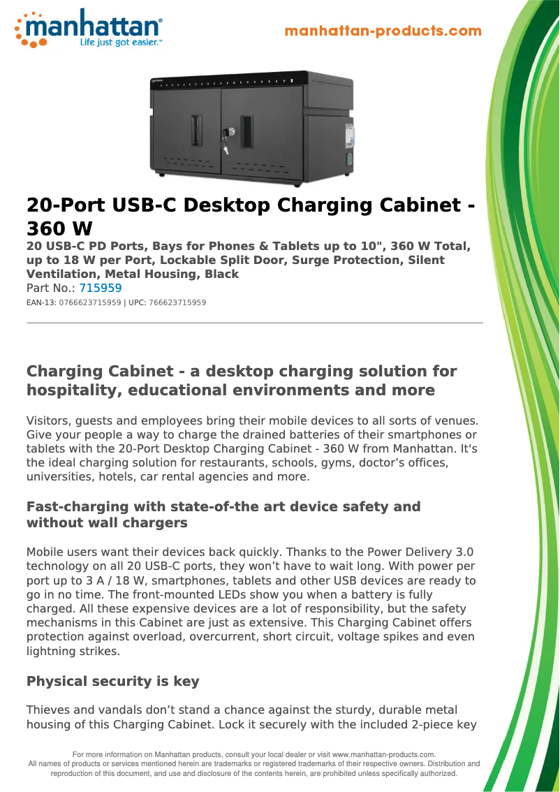 Page 1 de la notice Fiche technique Manhattan 715959