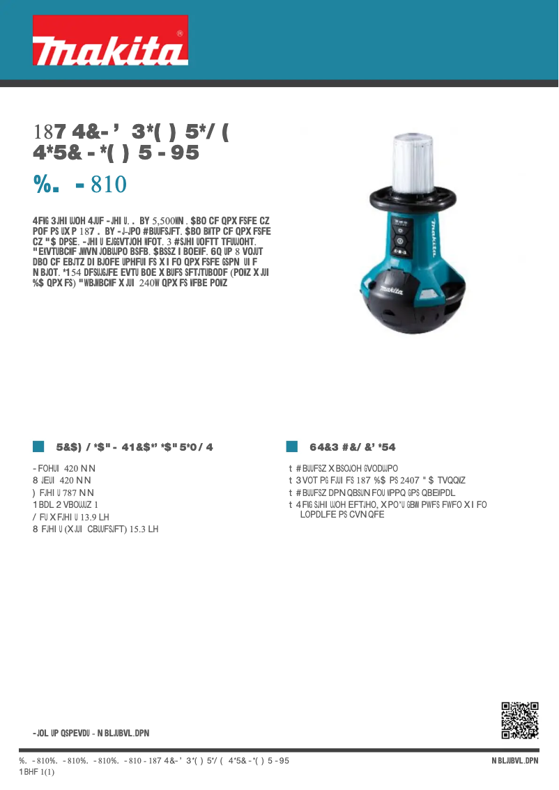 Page 1 de la notice Fiche technique Makita DML810