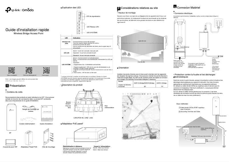 Image de la première page du manuel de l'appareil Omada EAP115-Bridge KIT