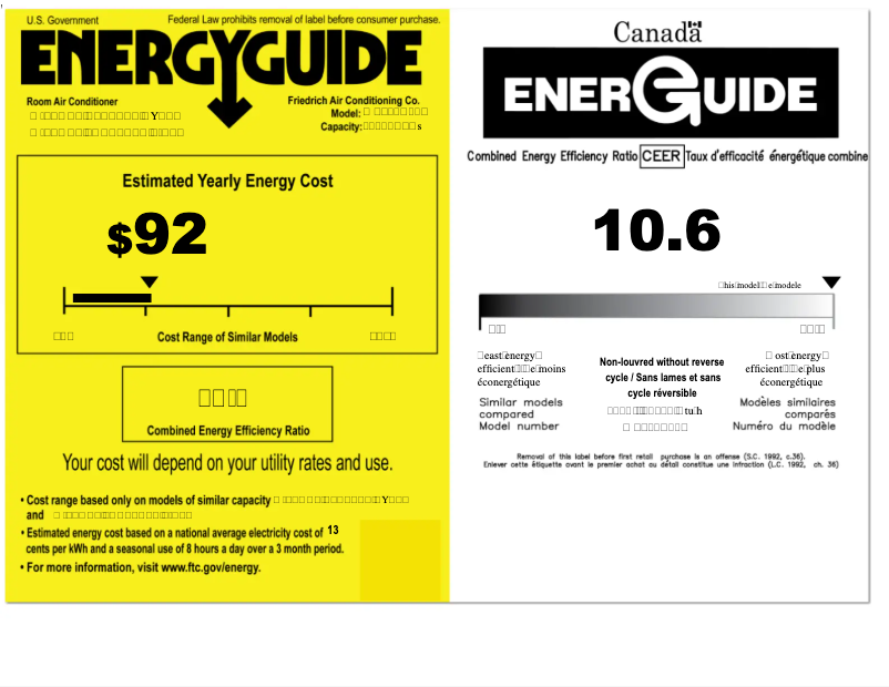 Page n°1 - Label énergétique Friedrich WET10A33A