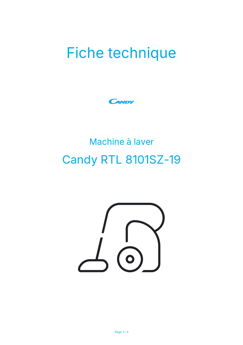 Page n°1 - Fiche technique Candy RTL 8101SZ-19
