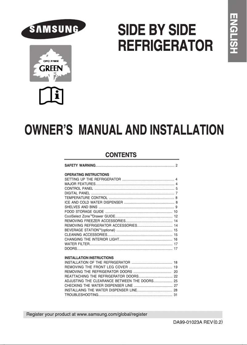 Page 1 de la notice Manuel utilisateur Samsung RS60JJSV