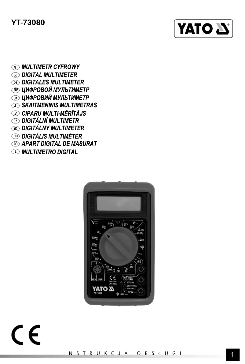 Page 1 de la notice Manuel utilisateur Yato YT-73080