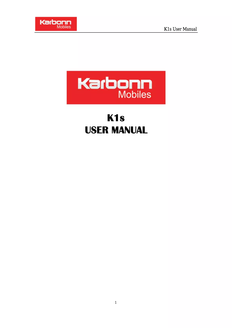 Image de la première page du manuel de l'appareil K1s