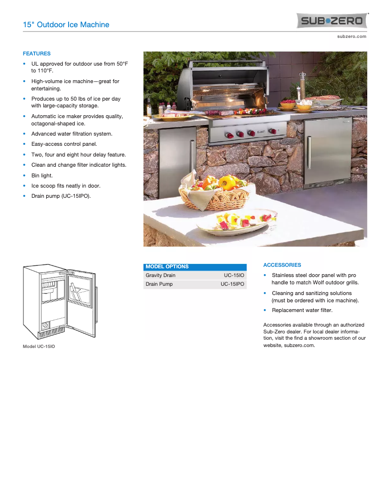 Page 1 de la notice Manuel utilisateur Sub-Zero UC-15IO