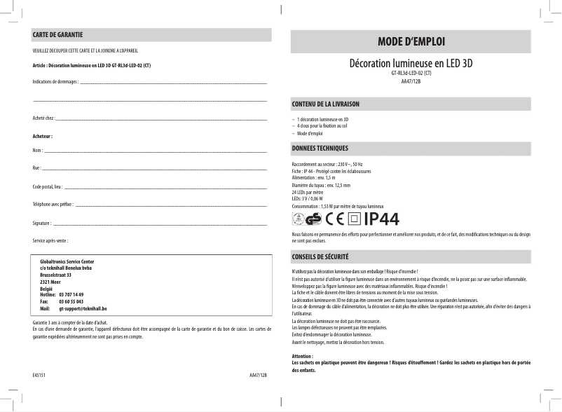 Image de la première page du manuel de l'appareil GT-RL3d-LED-02