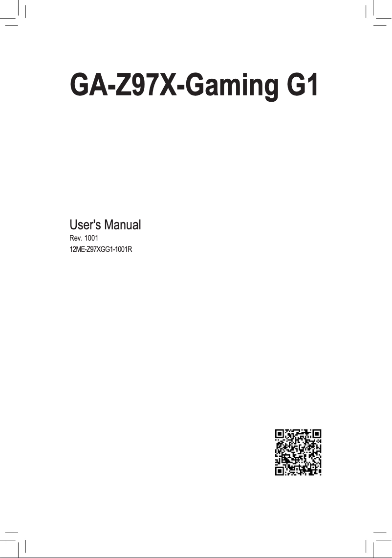 Page 1 de la notice Manuel utilisateur Gigabyte GA-Z97X-Gaming G1