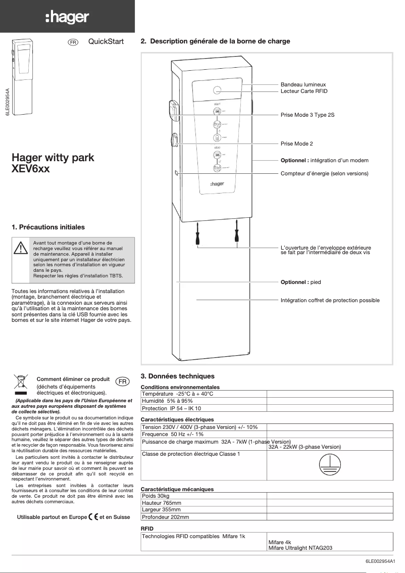 Page 1 of the manual User Manual Hager XEV601