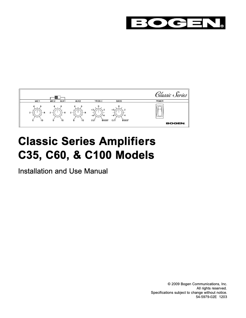Page 1 de la notice Manuel utilisateur Bogen Classic Series C100