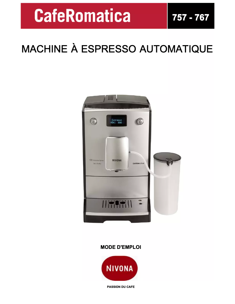 Page n°1 - Manuel utilisateur Nivona CafeRomatica 770