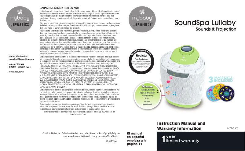 Image de la première page du manuel de l'appareil SoundSpa Lullaby MYB-S300