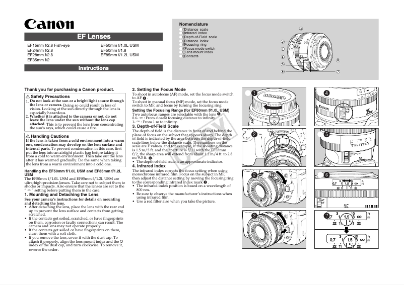 Image de la première page du manuel de l'appareil EF 35MM F/2