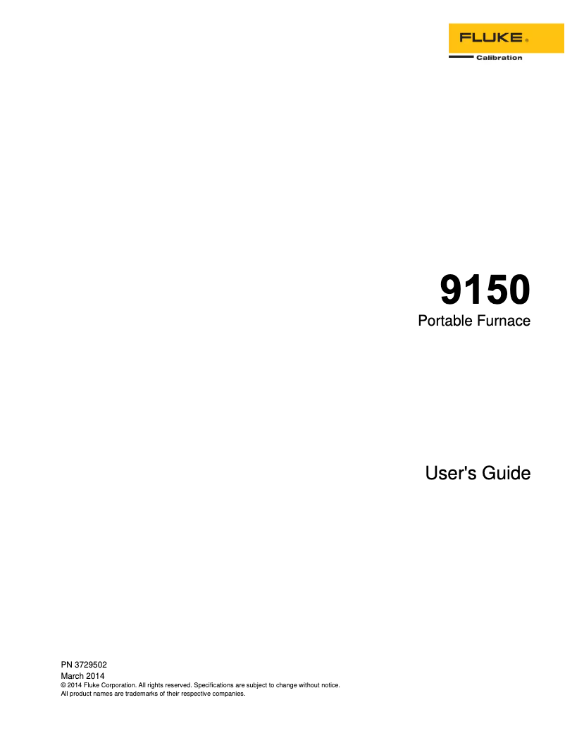 Page n°1 - Manuel utilisateur Fluke 9150