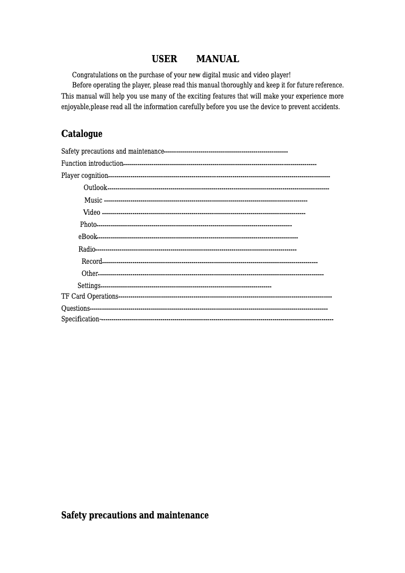 Page 1 de la notice Manuel utilisateur Difrnce MP3000