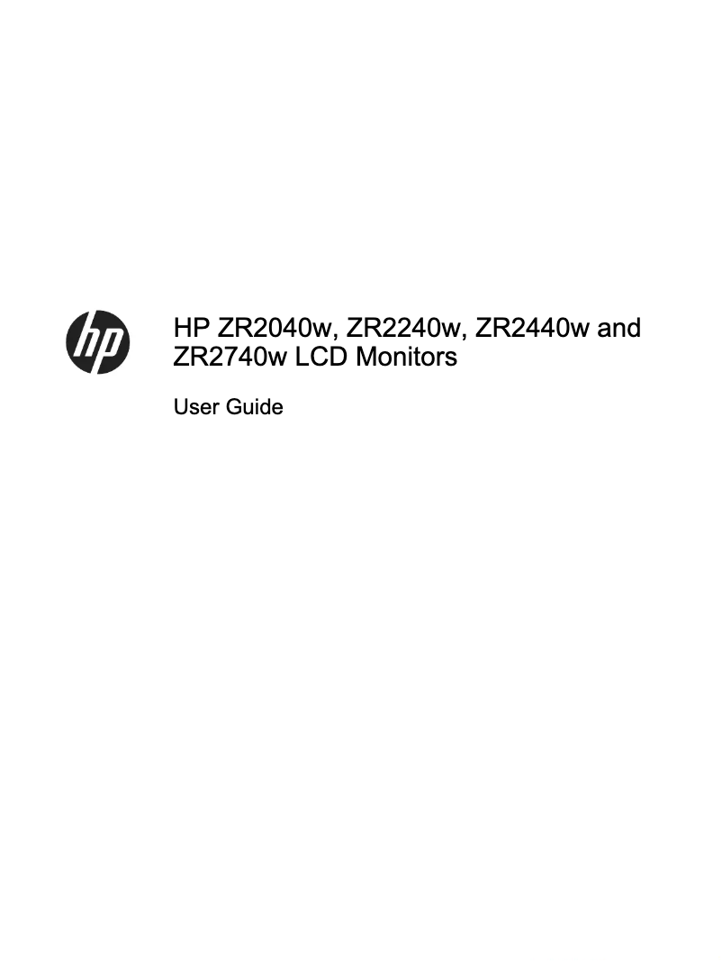 Page 1 de la notice Manuel utilisateur HP ZR2240w