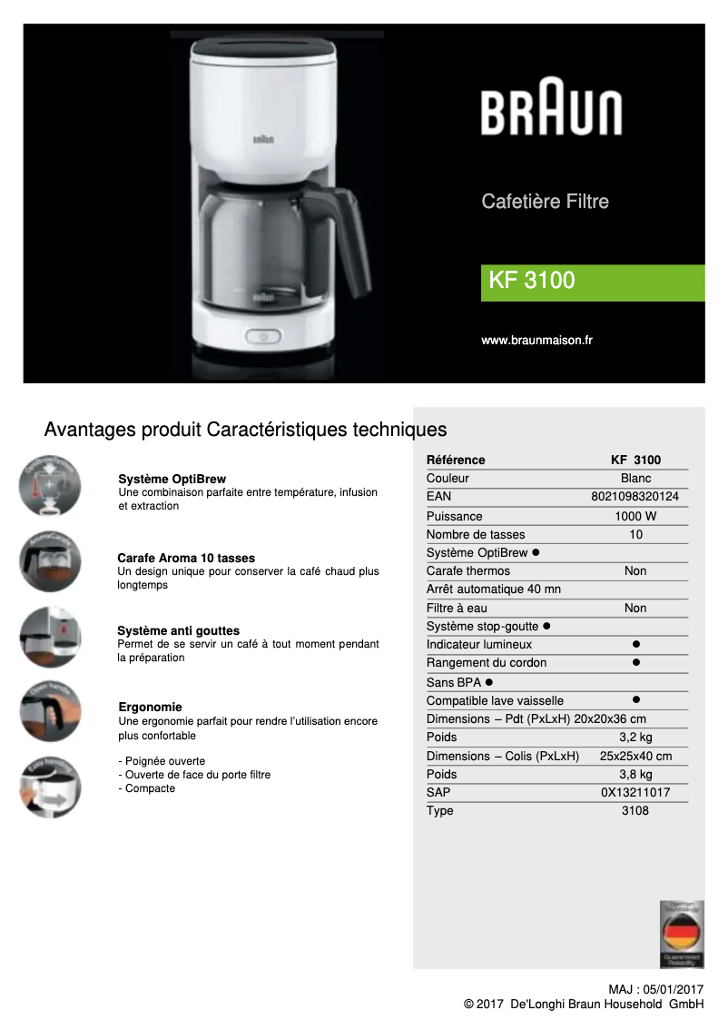 Página 1 del manual Manual de usuario Braun PurEase KF 3100