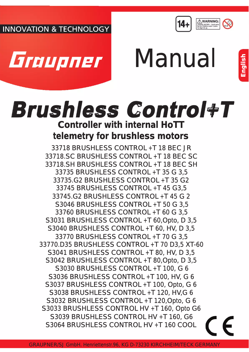 Page 1 de la notice Manuel utilisateur Graupner 33718.XT60