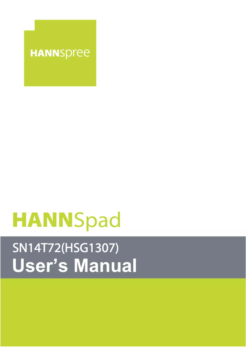 Page 1 de la notice Manuel utilisateur Hannspree HANNSpad SN14T72