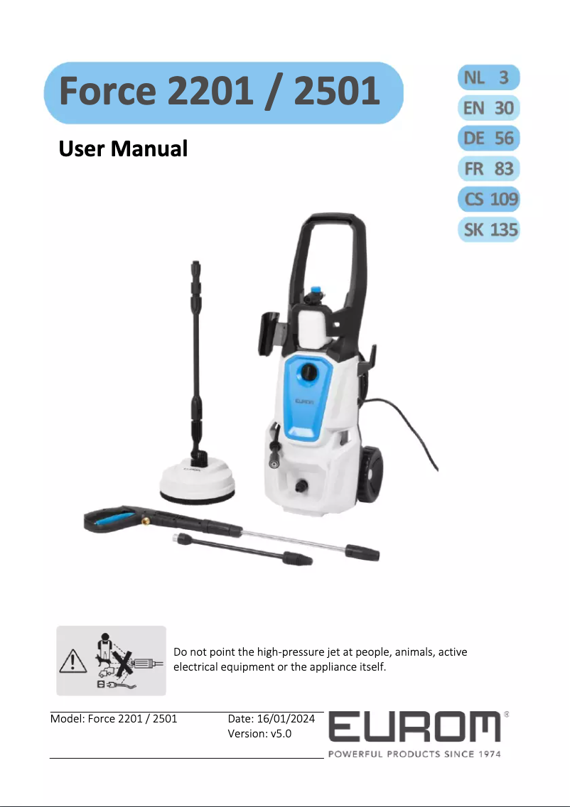 Page 1 de la notice Manuel utilisateur Eurom Force 2501 IND