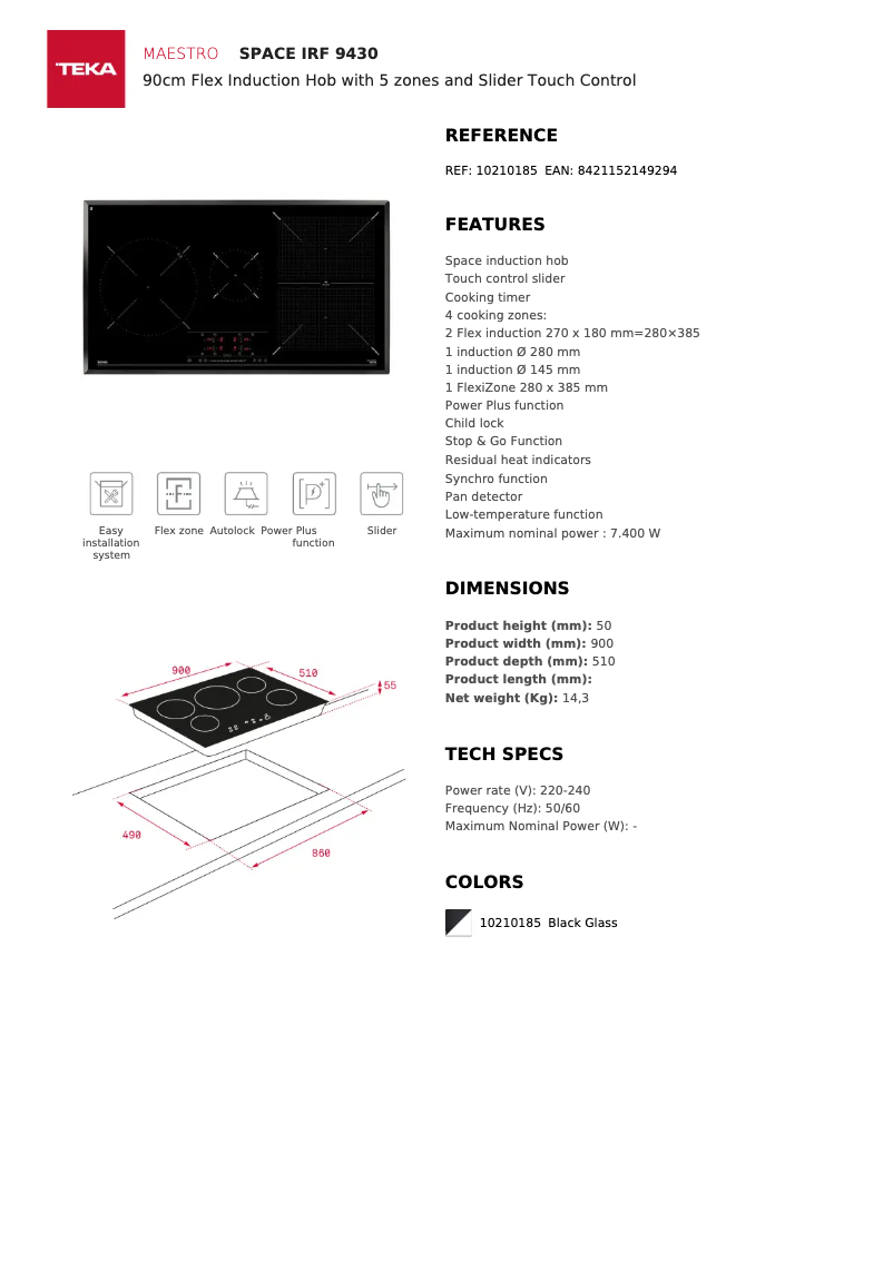 Page n°1 - Fiche technique Teka IRF 9430